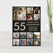 55. Jubiläum 13 Foto Collage Black and Gold Karte (Vorderseite)