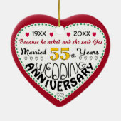 55. Jubiläum Geschenk Herz geformt Weihnachten Keramikornament (Hinten)