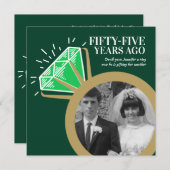 55. Jubiläum Party smaragdgolden Ring zwei Foto Einladung (Vorne/Hinten)