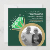 55. Jubiläum Party smaragdgolden Ring zwei Foto Einladung (Rückseite)