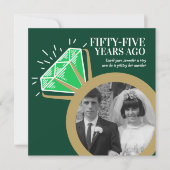 55. Jubiläum Party smaragdgolden Ring zwei Foto Einladung (Vorderseite)