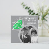 55. Jubiläum Party smarald ringt zwei Fotos Einladung (Stehend Vorderseite)