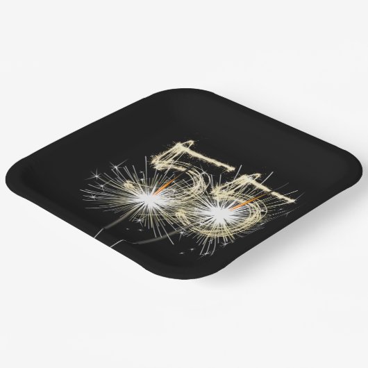 55. Jubiläum Party Sparklers auf Black Pappteller (Gewinkelt)