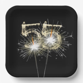 55. Jubiläum Party Sparklers auf Black Pappteller