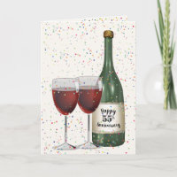 55. Jubiläum Party Weinflasche und zwei Gläser