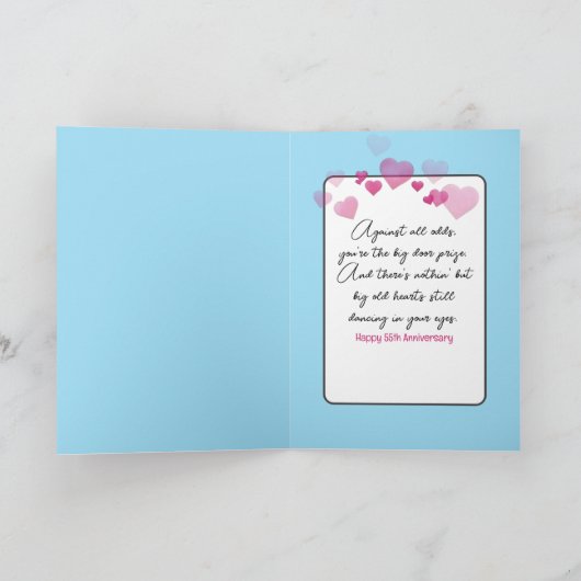 55. Jubiläum Strichmännchen Couple On a Rainbow Karte (Innenseite)