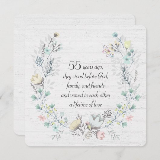 55. Jubiläumsschaden auf Holz Einladung (Vorne/Hinten)