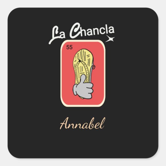 55 La Chancla Quadratischer Aufkleber (Vorderseite)