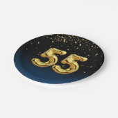 55. Party Balloons und Gold Confetti Pappteller (Schrägansicht)