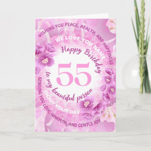 55 Rosa Kirschblüten Floral Meilenstein Geburtstag Karte