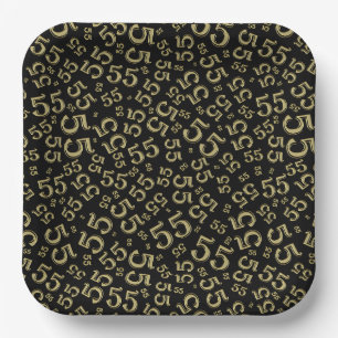 55. Schwarz/Gold Zufallszahlenmuster Pappteller