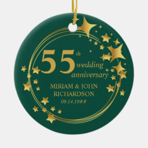 55. Smaragd-Hochzeitsjubiläum Foto Goldene Sterne Keramik Ornament