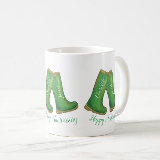 55. smaragdgrünes Hochzeitstag grüner Schweißschuh Kaffeetasse (VorderseiteRechts)