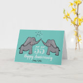 55. Smaragdhochzeitstag niedlicher Elefant Karte (Gelbe Blume)
