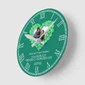 55 th Wedding Anniversary Green Emerald Runde Wanduhr (Winkel)