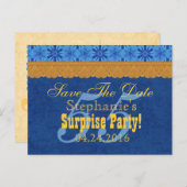 55. ÜBERRASCHUNG Geburtstag Save the Date Blue Gol Ankündigungspostkarte (Vorne/Hinten)