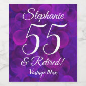 55 und ermüdet Elegant Lila Personalisiert Weinetikett (Einzelnes Label)