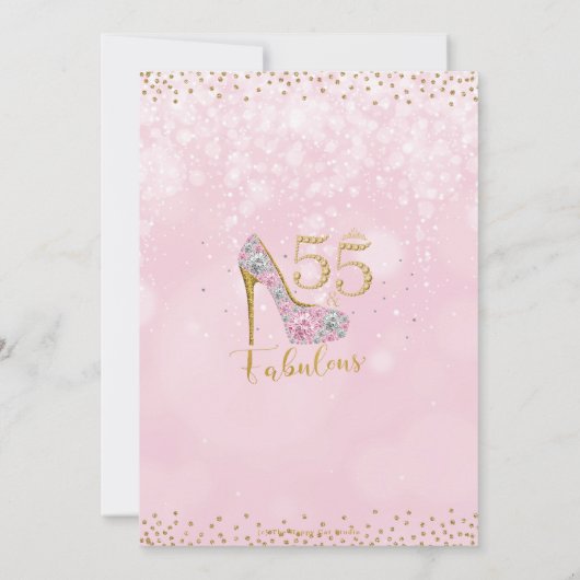 55 und fabelhafte High Heel Diamonds 55. Geburtsta Einladung (Rückseite)