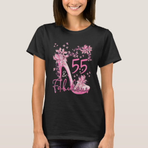 55 und üppige Blumenschmetterlinge auf hohen Heels T-Shirt