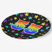 55. Veranstaltung: Fett, Spaß, farbiger Regenbogen Pappteller (Schrägansicht)