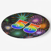 55. Veranstaltung - Spaß, farbenfroh, kühl, Regenb Pappteller (Schrägansicht)