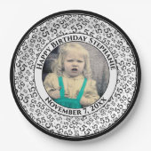 55 Your Photo Random Number Pattern Black/White Pappteller (Vorderseite)