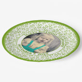 55 Your Photo Random Number Pattern Green/White Pappteller (Schrägansicht)