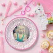 55 Your Photo Random Number Pattern Pink/White Pappteller (Party)