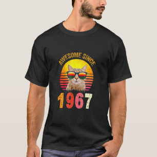 55h Birthday Vintage Cat Awesome Since 1967 T-Shirt