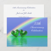 55th Anniversary Emerald Hearts Einladung (Vorne/Hinten)