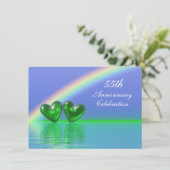 55th Anniversary Emerald Hearts Einladung (Stehend Vorderseite)