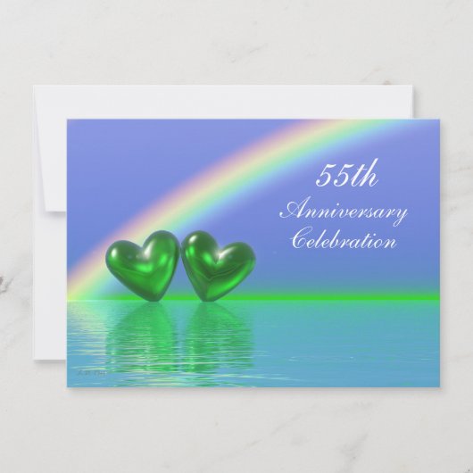 55th Anniversary Emerald Hearts Einladung (Vorderseite)