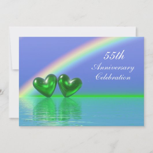 55th Anniversary Emerald Hearts Einladung (Vorderseite)