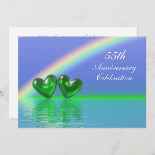 55th Anniversary Emerald Hearts Einladung (Vorne/Hinten)