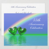 55th Anniversary Emerald Hearts Einladung (Vorne/Hinten)