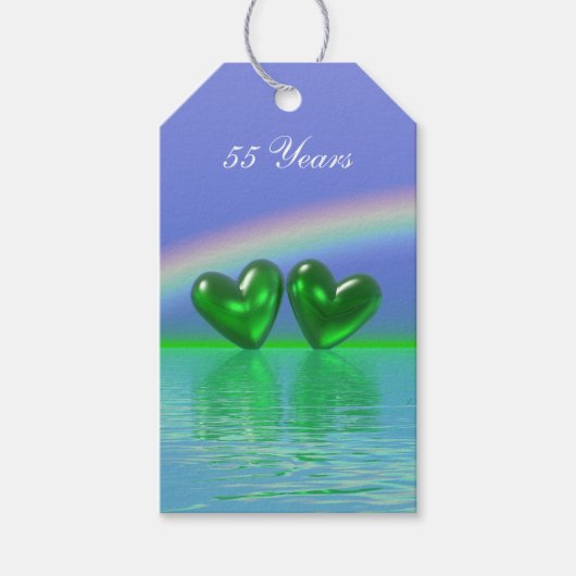 55th Anniversary Emerald Hearts Geschenkanhänger (Vorderseite)