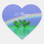 55th Anniversary Emerald Hearts Herz-Aufkleber (Vorderseite)
