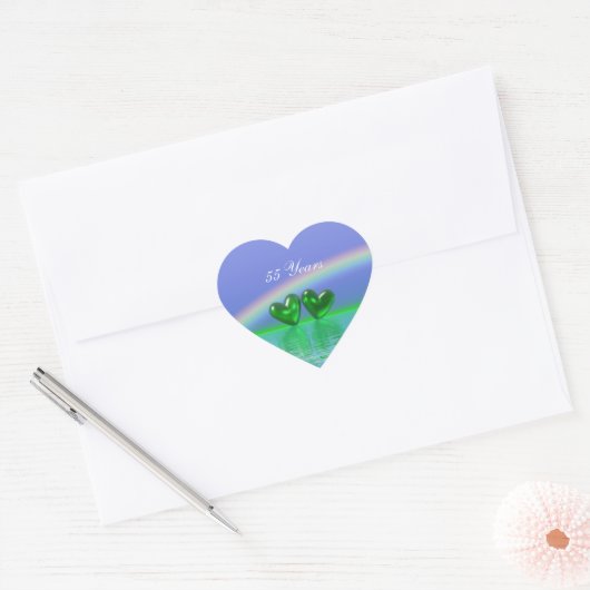 55th Anniversary Emerald Hearts Herz-Aufkleber (Umschlag)