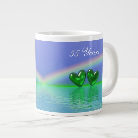 55th Anniversary Emerald Hearts Jumbo-Tasse (Vorderseite Rechts)