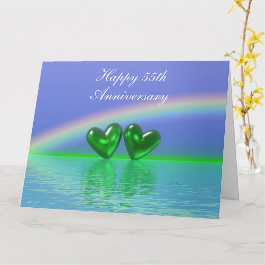 55th Anniversary Emerald Hearts Karte (Gelbe Blume)