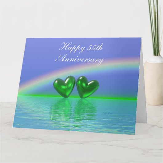 55th Anniversary Emerald Hearts Karte (Vorderseite)