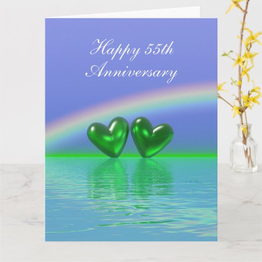 55th Anniversary Emerald Hearts Karte (Gelbe Blume)
