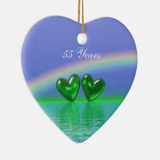 55th Anniversary Emerald Hearts Keramik Ornament (Rechts)