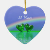55th Anniversary Emerald Hearts Keramik Ornament (Vorne)