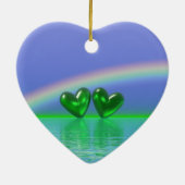 55th Anniversary Emerald Hearts Keramik Ornament (Hinten)