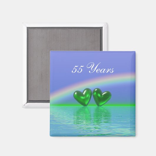 55th Anniversary Emerald Hearts Magnet (Vorderseite/Rückseite)