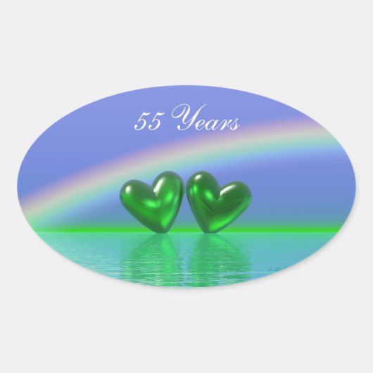 55th Anniversary Emerald Hearts Ovaler Aufkleber (Vorderseite)