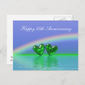 55th Anniversary Emerald Hearts Postkarte (Vorne/Hinten)