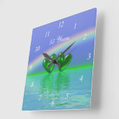 55th Anniversary Emerald Hearts Quadratische Wanduhr (Winkel)