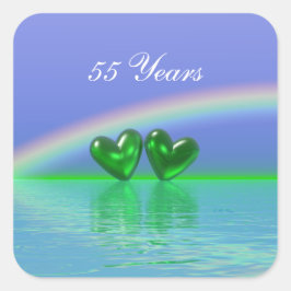 55th Anniversary Emerald Hearts Quadratischer Aufkleber